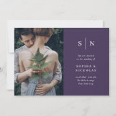 Minimal und Chic | Lila Hochzeit von Fotos Einladung (Vorderseite)