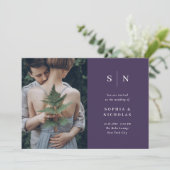 Minimal und Chic | Lila Hochzeit von Fotos Einladung (Stehend Vorderseite)