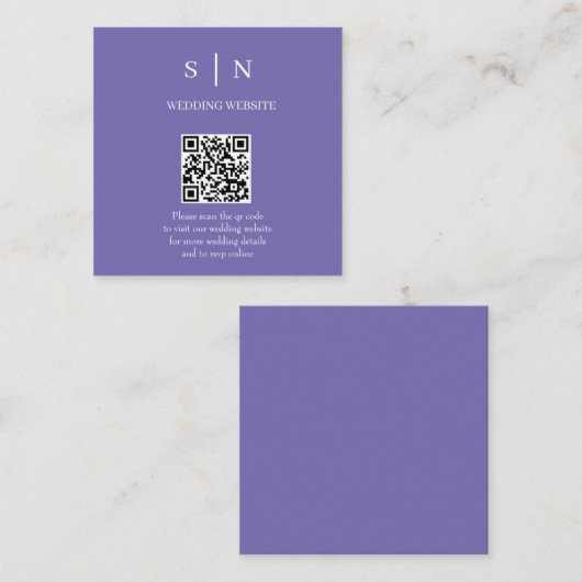 Minimal und Chic | Lila und weißer QR-Code Begleitkarte (Vorne/Hinten)