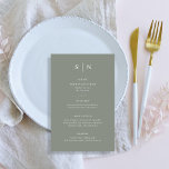 Minimal und Chic | Menü für grüne Hochzeiten von S<br><div class="desc">Diese eleganten,  modernen Hochzeitsmenükarten oder die Probe Dinner-Menükarten zeichnen sich durch ein schlichtes,  grün-weißes Textdesign aus,  das minimalistisch wirkt. Fügen Sie Ihre Initialen oder Monogramme hinzu,  um sie komplett zu Ihrem eigenen zu machen.</div>