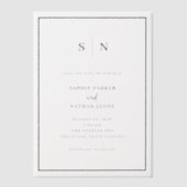 Minimal und Chic | Monogram Black Border Wedding Pergament Einladungen (Vorderseite)