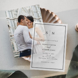 Minimal und Chic | Monogram Black Border Wedding Pergament Einladungen