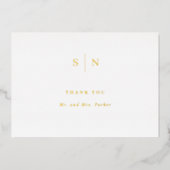 Minimal und Chic Monogram Gold Foil Danke Karte (Vorderseite)