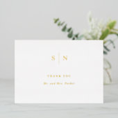 Minimal und Chic Monogram Gold Foil Danke Karte (Stehend vorne)