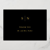 Minimal und Chic Monogram Gold Foil Danke Karte (Vorderseite)