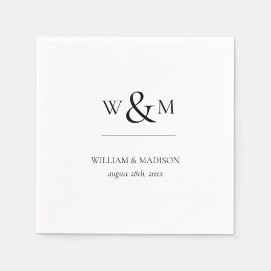 Minimal und Chic Monogram Wedding Napkins Serviette (Vorderseite)