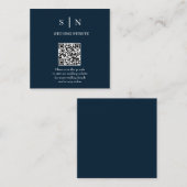 Minimal und Chic | Navy Blue and White QR Code Begleitkarte (Vorne/Hinten)