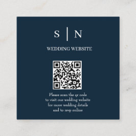 Minimal und Chic | Navy Blue and White QR Code Begleitkarte