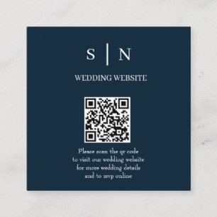 Minimal und Chic   Navy Blue and White QR Code Begleitkarte
