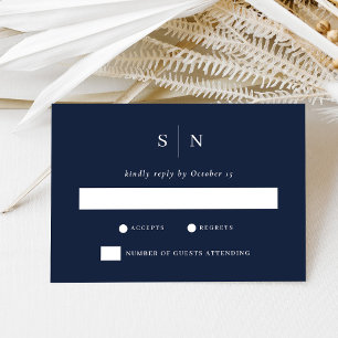 Minimal und Chic Navy Blue Hochzeit RSVP Karte
