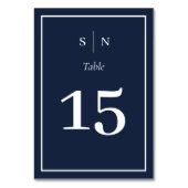 Minimal und Chic | Navy Blue mit Grenzhochzeit Tischnummer (Vorderseite)