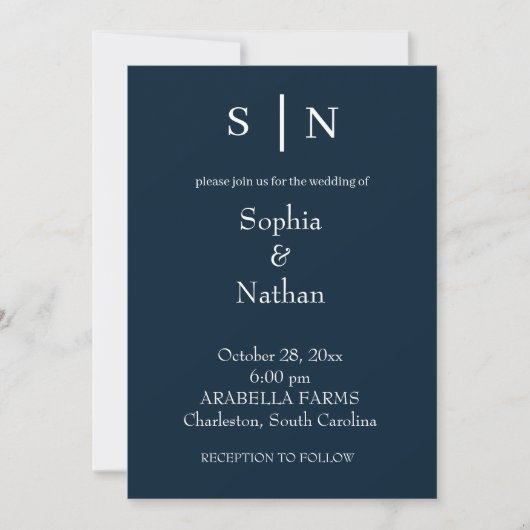 Minimal und Chic | Navy Blue Wedding Envelope Einladung (Vorderseite)