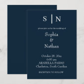 Minimal und Chic | Navy Blue Wedding Envelope Einladung (Vorne/Hinten)