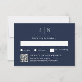 Minimal und Chic Navy | Traditioneller Code und QR RSVP Karte (Vorderseite)