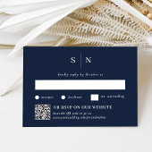 Minimal und Chic Navy | Traditioneller Code und QR RSVP Karte