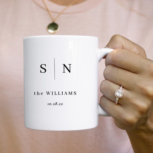 Minimal und Chic | Paare Monogramm Hochzeitdatum Kaffeetasse