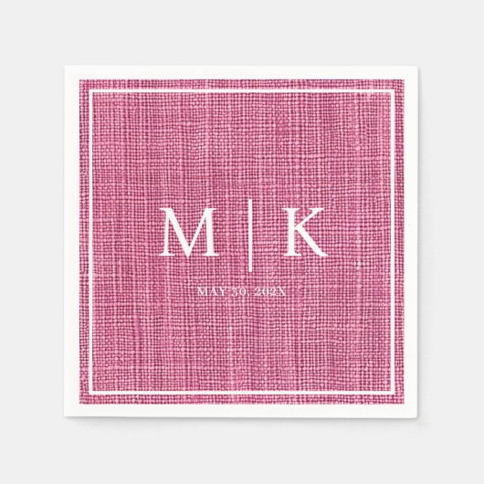 Minimal und Chic | Pink Denim Fabric Wedding Serviette (Vorderseite)