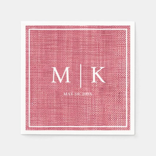 Minimal und Chic | Pink Denim Fabric Wedding Serviette (Vorderseite)