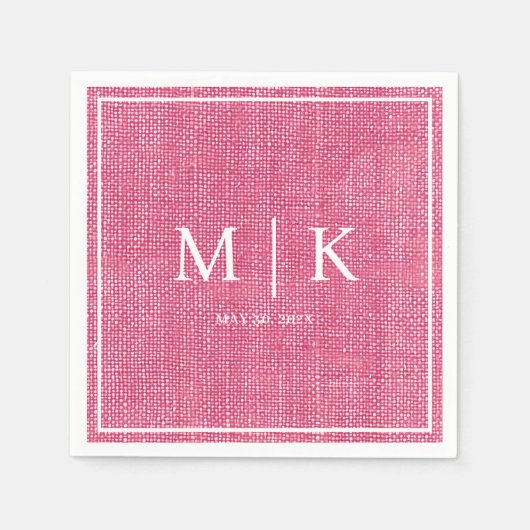 Minimal und Chic | Pink Denim Fabric Wedding Serviette (Vorderseite)