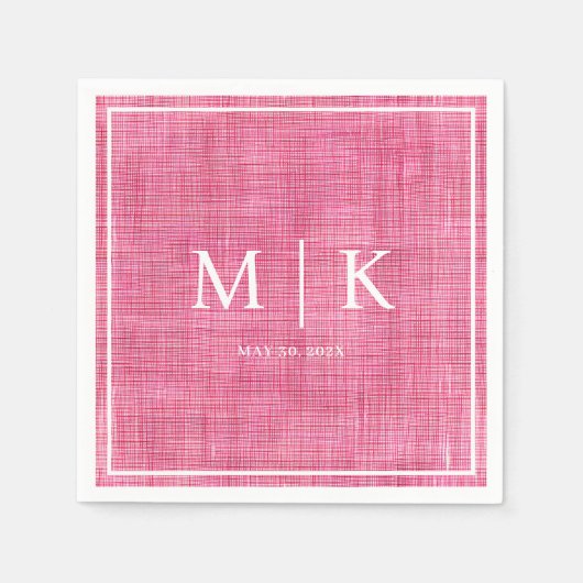 Minimal und Chic | Pink Denim Fabric Wedding Serviette (Vorderseite)