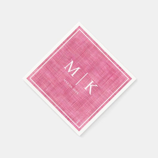 Minimal und Chic | Pink Denim Fabric Wedding Serviette (Ecke)