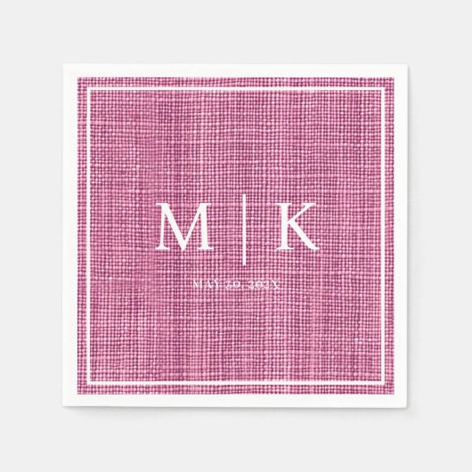 Minimal und Chic | Pink Denim Fabric Wedding Serviette (Vorderseite)