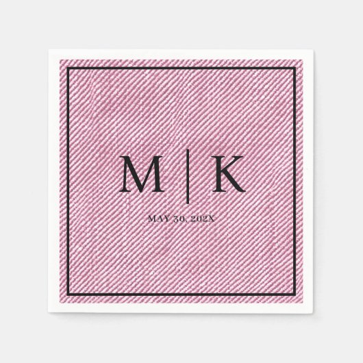 Minimal und Chic | Pink Denim Fabric Wedding Serviette (Vorderseite)