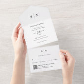 Minimal und Chic | QR Code Wedding All In One Einladung (Abreißen)