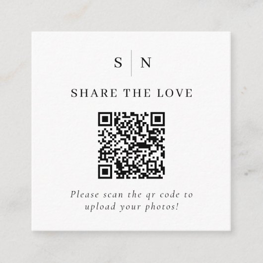 Minimal und Chic | QR Code Wedding Share the Liebe Begleitkarte (Vorderseite)