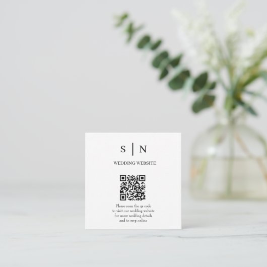 Minimal und Chic | QR-Code Weiß und Schwarz Begleitkarte (Stehend Vorderseite)