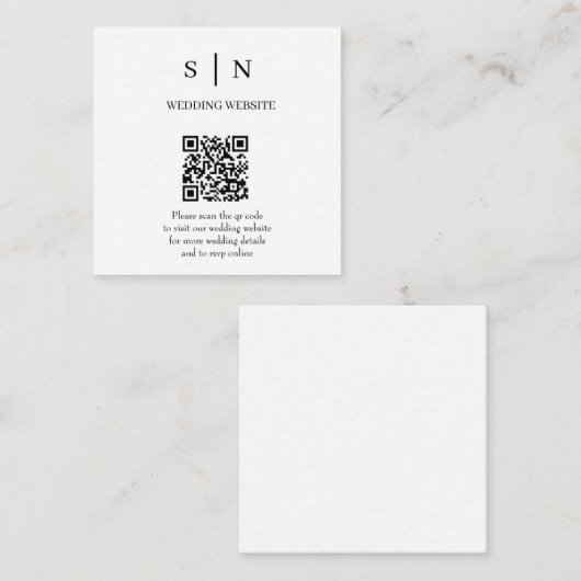 Minimal und Chic | QR-Code Weiß und Schwarz Begleitkarte (Vorne/Hinten)