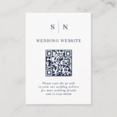 Minimal und Chic | QR-Hochzeit in Weiß und Marine Begleitkarte (Vorderseite)