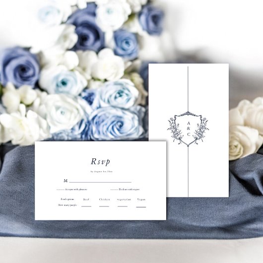 Minimal und Chic | RSVP für Navy und White Wedding Begleitkarte