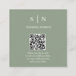 Minimal und Chic | Sage Green and White QR Code Begleitkarte