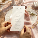 Minimal und Chic | Sage Green and White Wedding Menükarte<br><div class="desc">Diese eleganten,  modernen Hochzeitsmenükarten oder die Probe Dinner-Menükarten zeichnen sich durch ein schlichtes,  grün-weißes Textdesign aus,  das minimalistisch wirkt. Fügen Sie Ihre Initialen oder Monogramme hinzu,  um sie komplett zu Ihrem eigenen zu machen.</div>