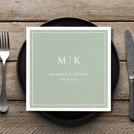 Minimal und Chic Sage Green | Hochzeit von Napkins Serviette