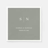 Minimal und Chic | Sage Green Wedding Serviette (Vorderseite)