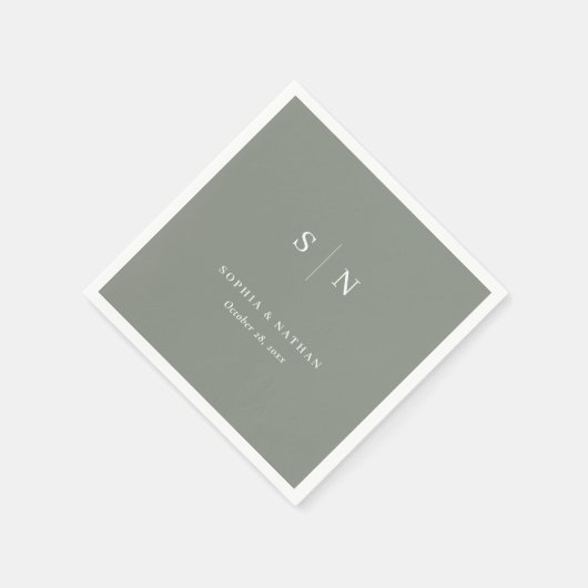 Minimal und Chic | Sage Green Wedding Serviette (Ecke)