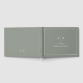 Minimal und Chic Sage Green | White Border Wedding Gästebuch (Voll)