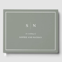Minimal und Chic Sage Green | White Border Wedding Gästebuch