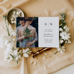 Minimal und Chic   Schwarz-Weiß-Foto-Hochzeit Einladung