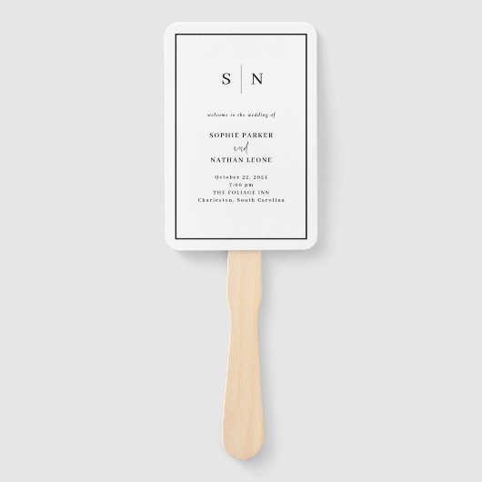 Minimal und Chic | Schwarz-Weiß-Grenzhochzeit Fächer (Vorderseite)