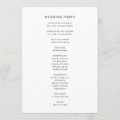 Minimal und Chic | Schwarz-Weiß-Grenzhochzeit Programm (Rückseite)