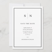 Minimal und Chic | Schwarz-Weiß-Grenzhochzeit Save The Date (Vorderseite)