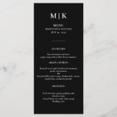 Minimal und Chic | Schwarz-Weiß-Hochzeit Menükarte (Vorderseite)