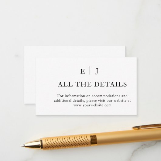 Minimal und Chic | Schwarz-Weiß-Hochzeiten Begleitkarte (Vorderseite/Rückseite Beispiel)