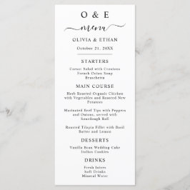 Minimal und Chic | Schwarz-Weiß-Hochzeitsessen Menükarte