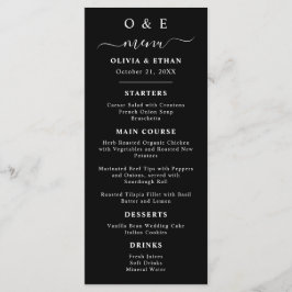 Minimal und Chic | Schwarz-Weiß-Hochzeitsessen Menükarte