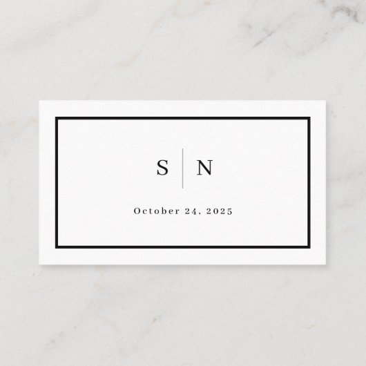 Minimal und Chic | Schwarz-Weiß-Hochzeitsflat Platzkarte (Rückseite)