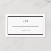 Minimal und Chic | Schwarz-Weiß-Hochzeitsflat Platzkarte (Vorderseite)